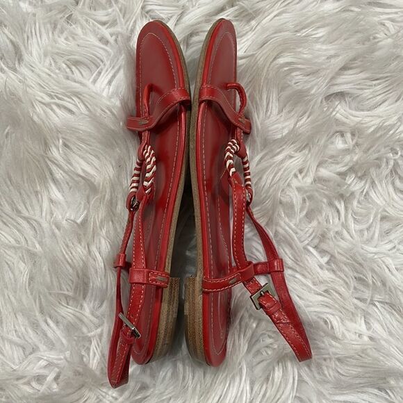 Tod’s Red Leather Sandals Sz 9 1/2 - Picture 7 of 13